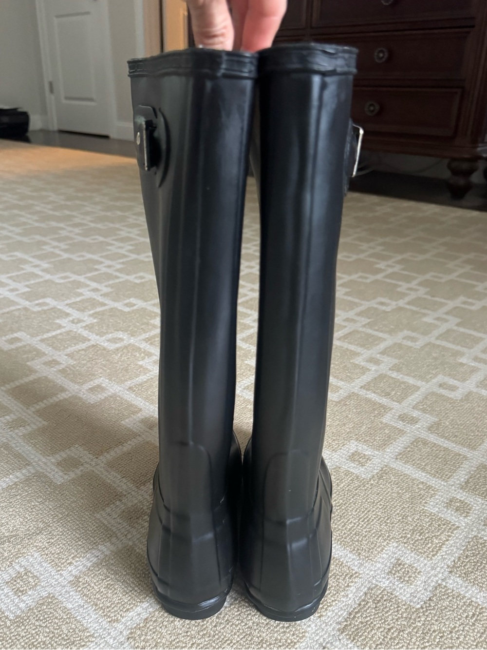 Hunter Original Tall Matte Black Waterproof Rain Boots Size 5 - Picture 4 of 9